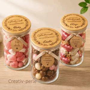 Geschenkglas zur Jugendweihe Blumenkranz Mini